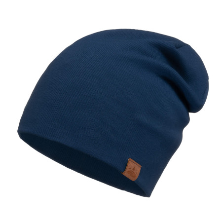 Czapka męska 2w1 zawijana w prążki wiosna jesień Navy Blue