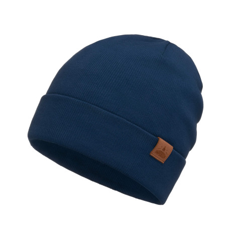 Czapka męska 2w1 zawijana w prążki wiosna jesień Navy Blue