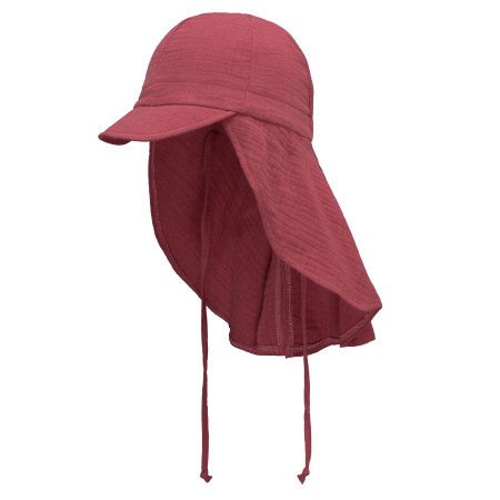 Czapka muślinowa z okapem Safari Wiśniowa