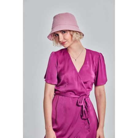 Kapelusz damski muślinowy bucket hat Lila Róż