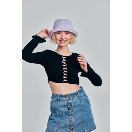 Kapelusz damski muślinowy bucket hat Wrzosowy