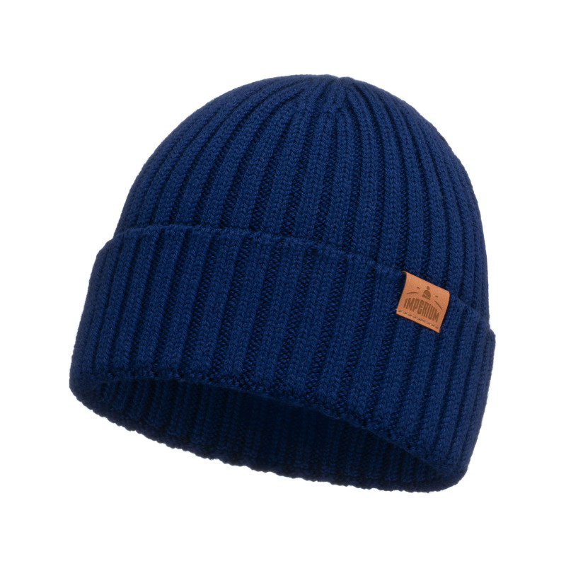 Czapka wełniana Merino damska Prążki Granatowa