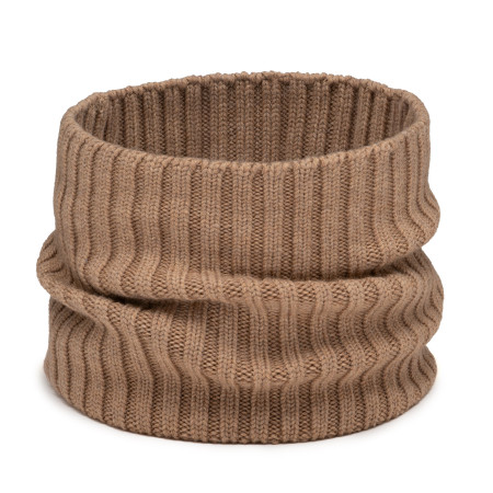Komin wełniany merino Prążki Camel