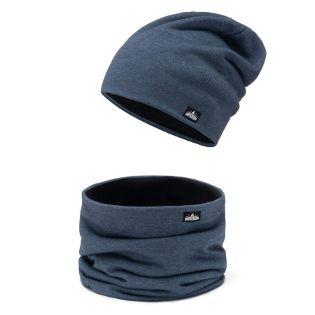 Komplet męski na zimę czapka + komin Jeansowy