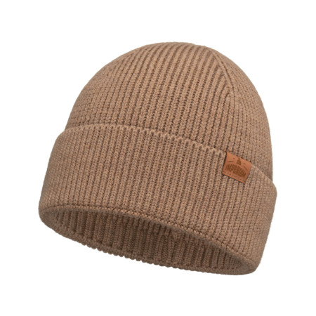 Czapka wełniana Merino męska Camel