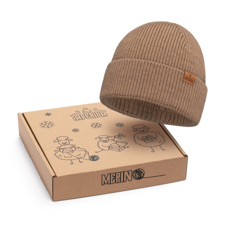 Zestaw prezentowy czapka Merino Camel