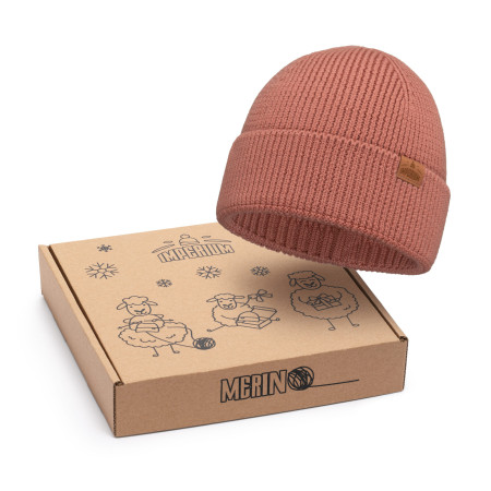 Zestaw prezentowy czapka Merino Morelowa