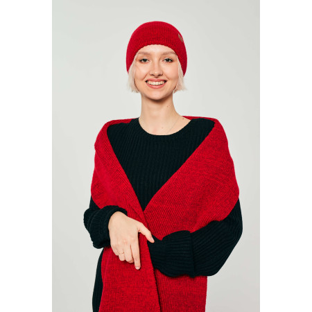 Czapka damska zimowa z wełną Merino Czerwona