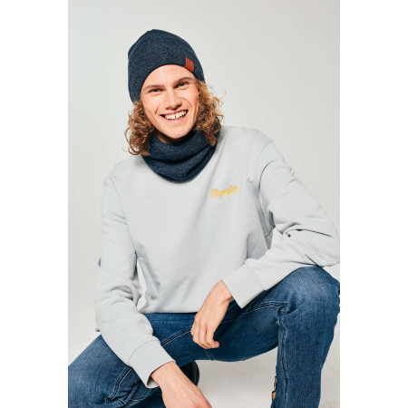 Czapka męska zimowa na polarze + komin komplet Granatowy